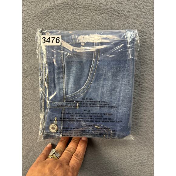 KANCAN Y2K‎ Distressed Frayed Raw Hem Denim Mini Jean Skirt Pockets Stretch 1/24 - Picture 8 of 8